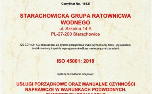 Certyfikat ISO 45001:2018